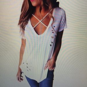 V-Neck Holes T-shirt